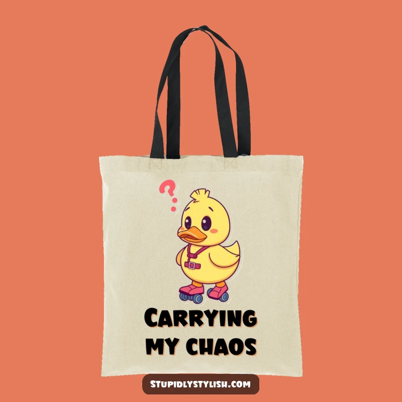 Funny Confused Duck Roller Skates Tote Bag - Stylish & Comedic Accessory