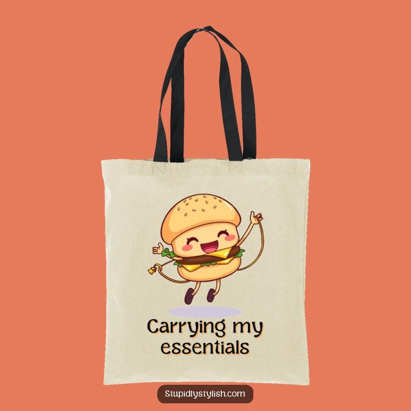 Funny Hamburger Jump Rope Tote Bag: Giggling Cheese Carryall, Great Gift