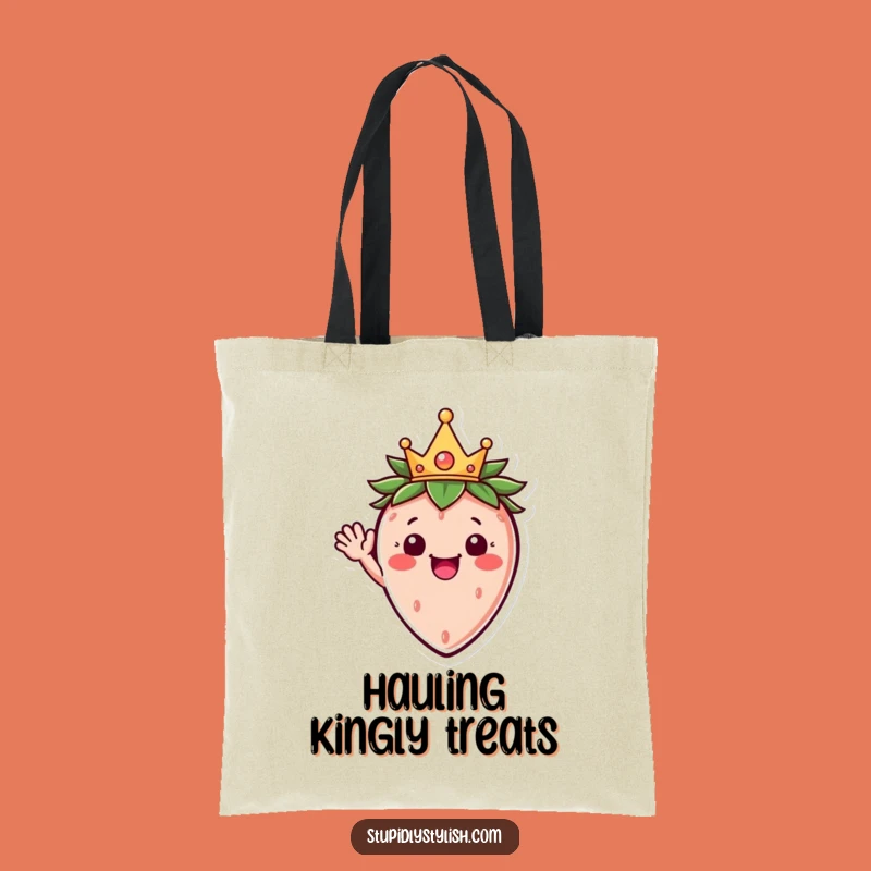 Funny Strawberry Queen Tote Bag A Royal Crowned Fruit Shopping Bag Funny Gift